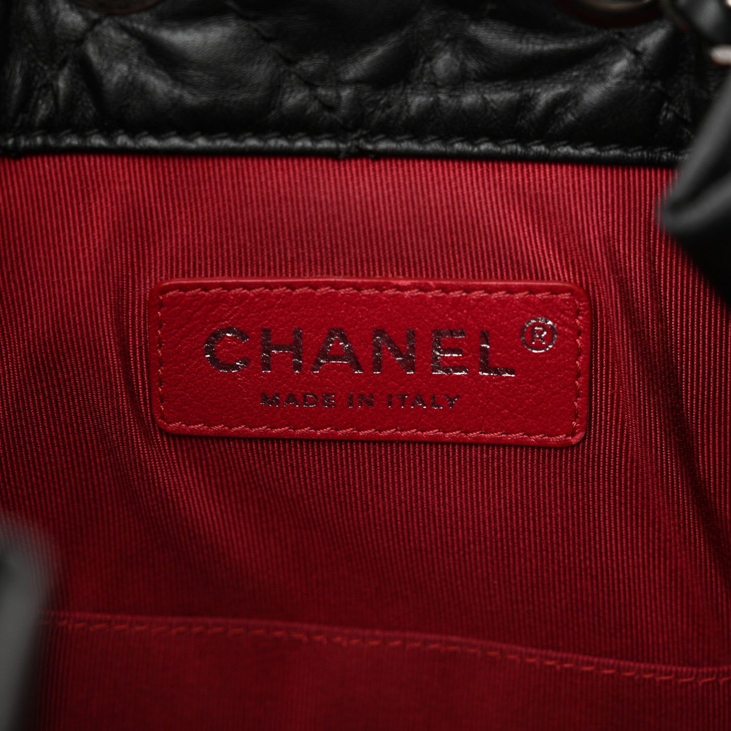 Aged Calfskin Quilted Gabrielle Backpack Black