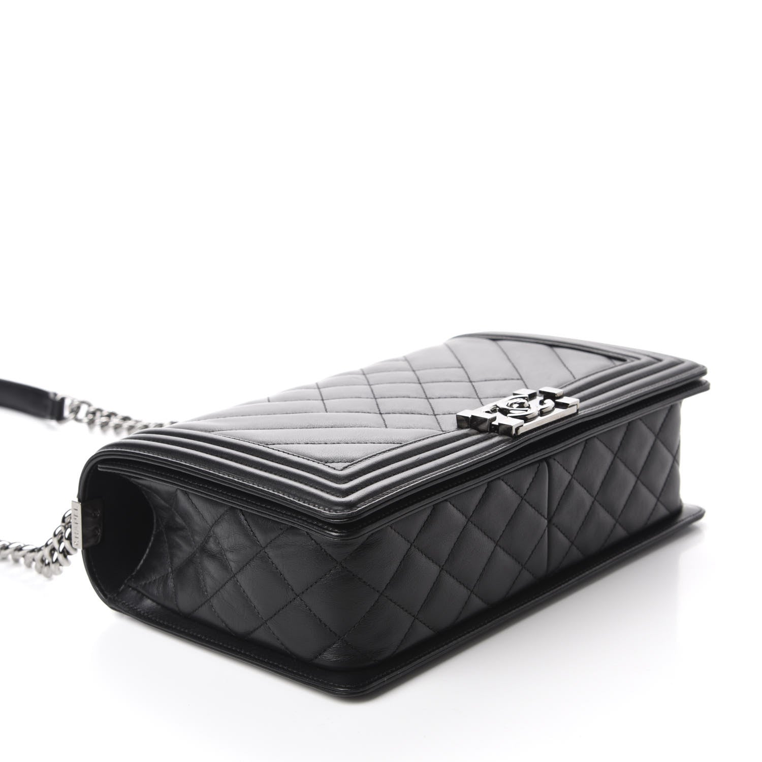 Chanel Calfskin Chevron Quilted Medium Boy Flap Black 4 of 15