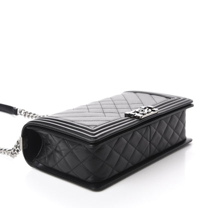 Chanel Calfskin Chevron Quilted Medium Boy Flap Black 4 of 15