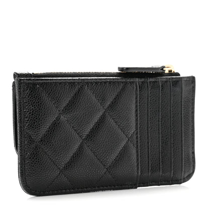 Chanel Caviar Quilted Flap Zip Card Holder Black 2 of 7