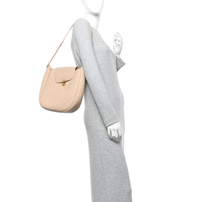 Chanel Grained Calfskin Perforated Small Flap Hobo Beige 2 of 10