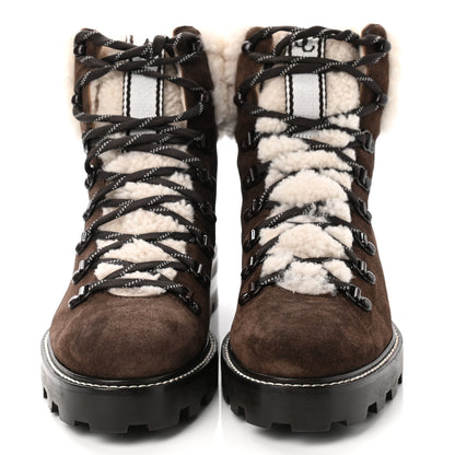 Jimmy Choo Suede Shearling Eshe Flat Boots 40 Brown 2 of 8