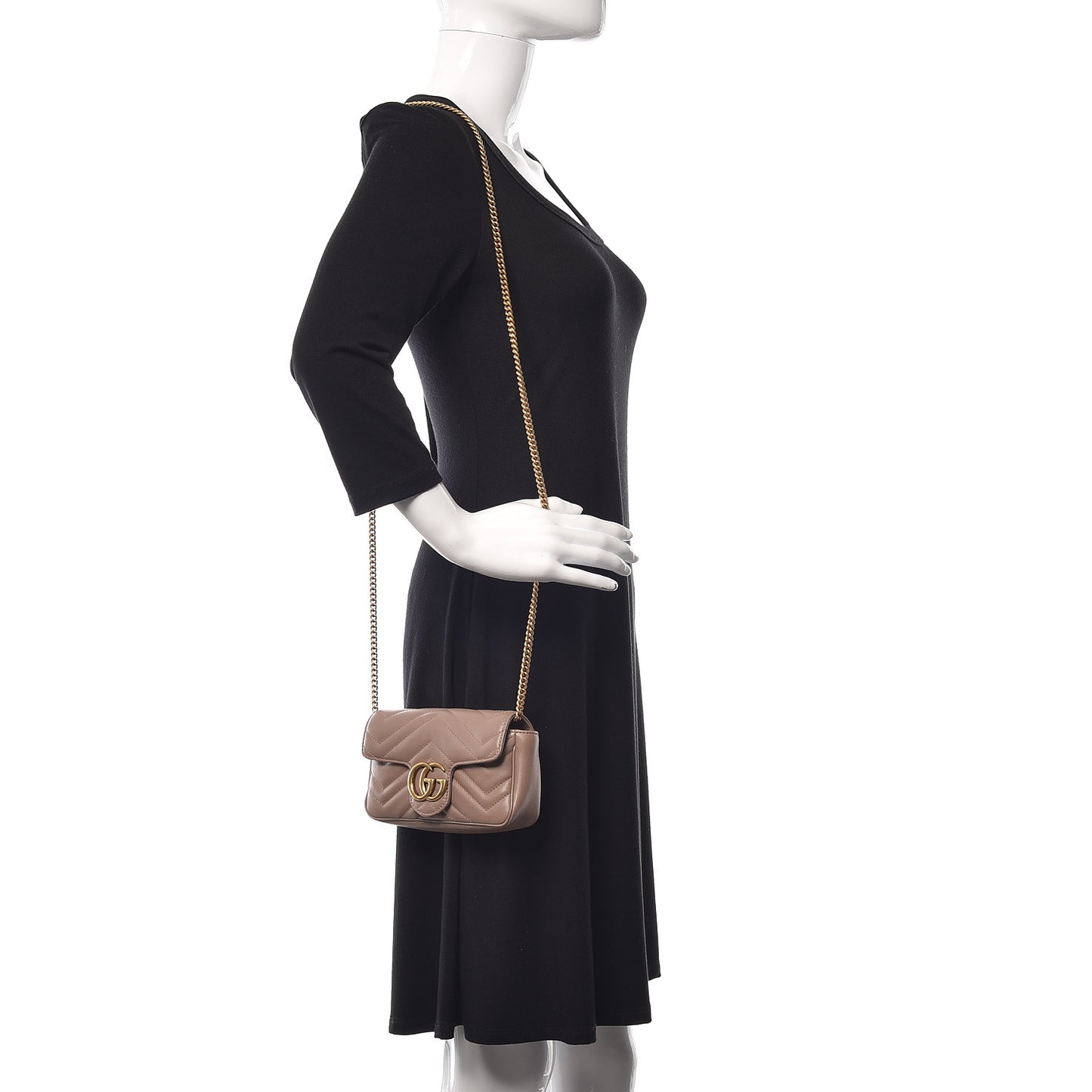 Calfskin Matelasse Super Mini GG Marmont Shoulder Bag Porcelain Rose