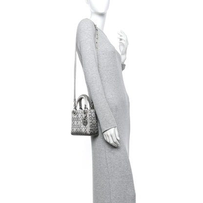 Christian Dior Satin Crystal Cannage Mini Lady Dior Gray 2 of 10
