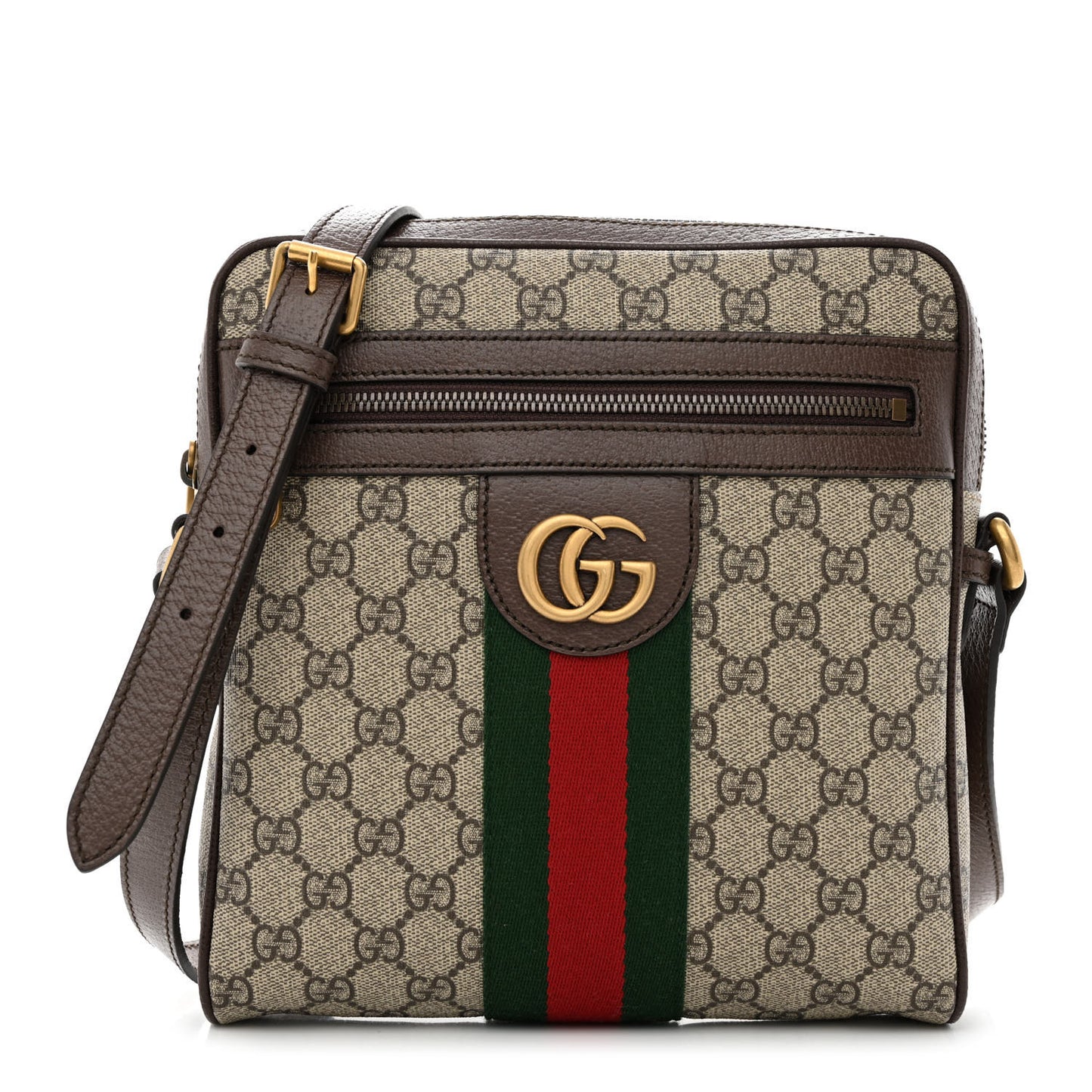 GG Supreme Monogram Web Small Ophidia Messenger Bag Brown