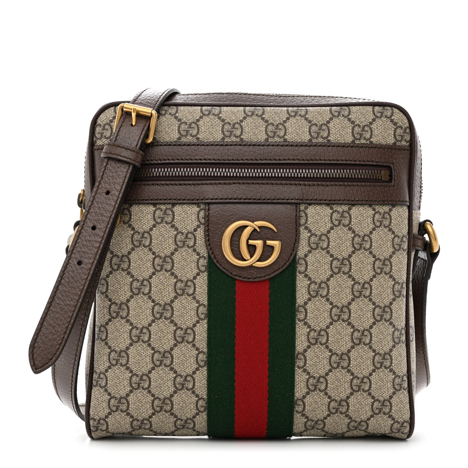 Gucci GG Supreme Monogram Web Small Ophidia Messenger Bag Brown 1 of 11