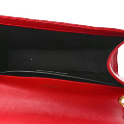 Saint Laurent Grain De Poudre Textured Mixed Matelasse Triquilt Medium Monogram Satchel New Red 5 of 8