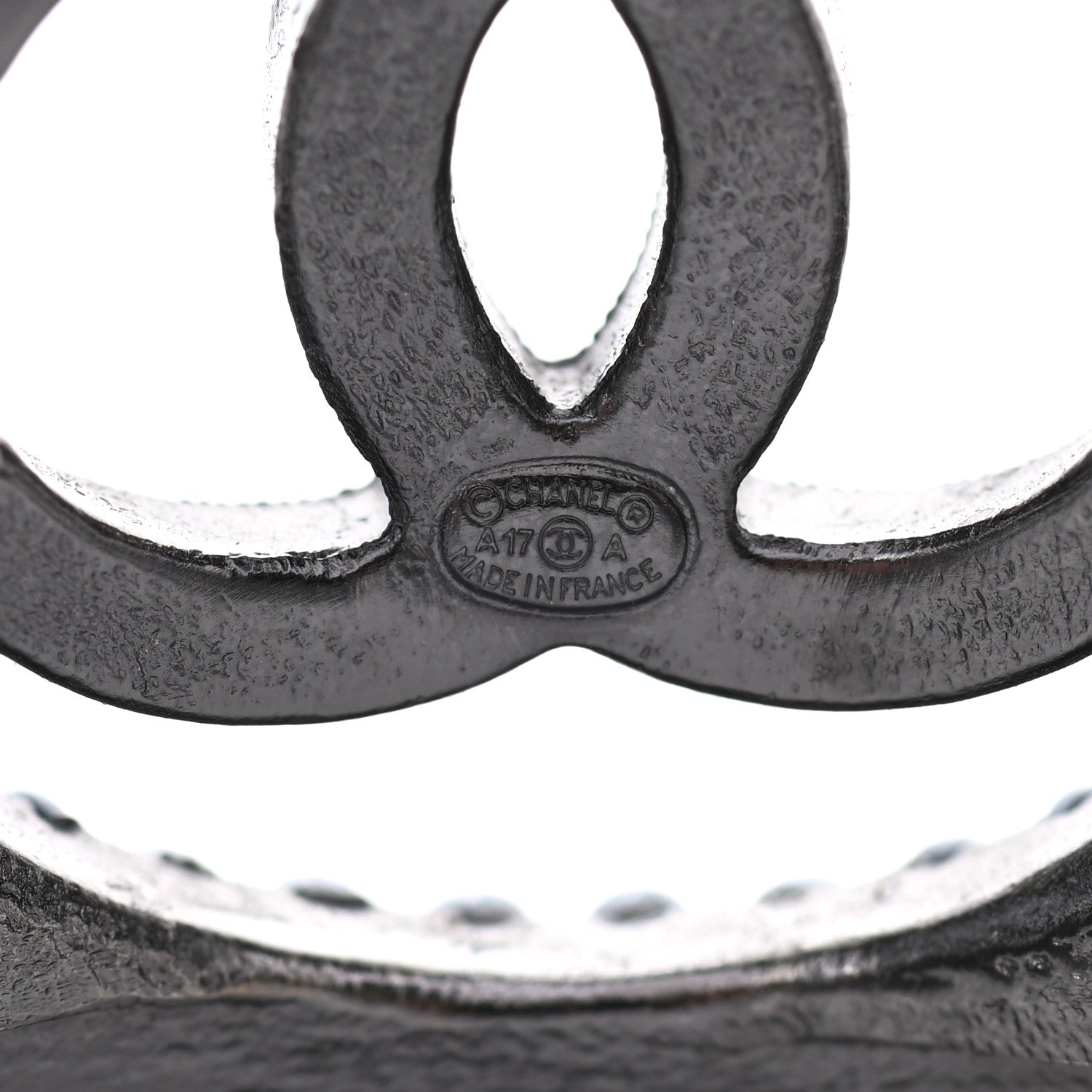 Chanel Ruthenium Beaded CC Round Cuff Dark Grey 4 of 5