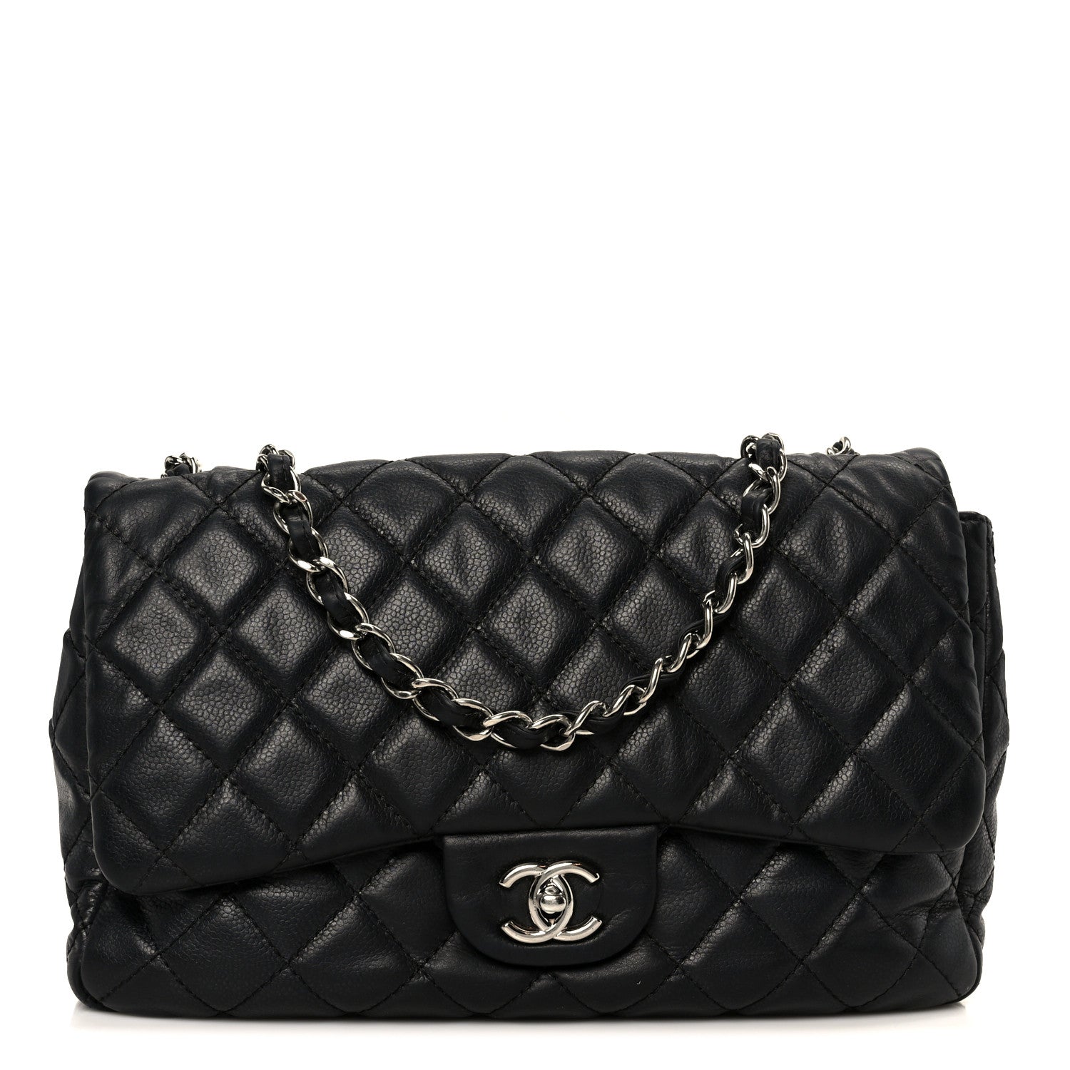 Chanel Washed Caviar Quilted Jumbo Single Flap Black 1 of 11