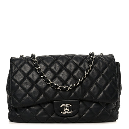 Chanel Washed Caviar Quilted Jumbo Single Flap Black 1 of 11