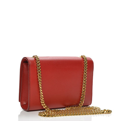 Saint Laurent Grain De Poudre Small Classic Monogram Satchel Vermillion 3 of 9