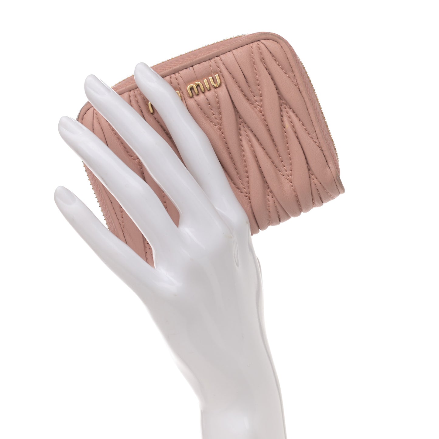 Nappa Matelasse Zip Around Compact Wallet Orchidea