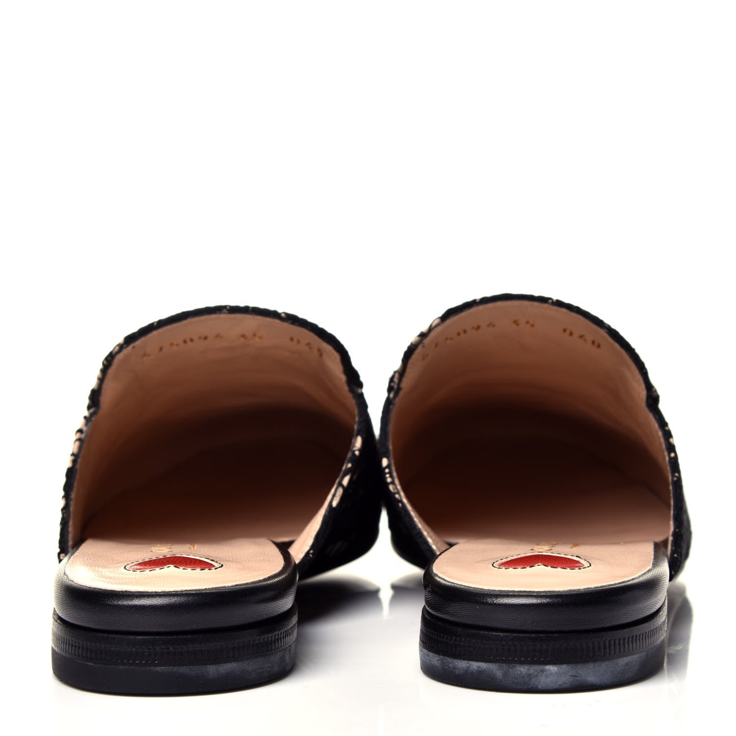 Gucci Lace Malaga Kid Womens Princetown Slippers 35 Black Skin Rose 4 of 10