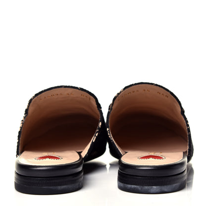 Gucci Lace Malaga Kid Womens Princetown Slippers 35 Black Skin Rose 4 of 10