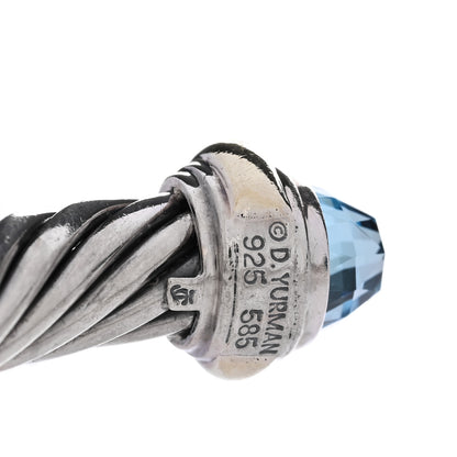 David Yurman Sterling Silver 14K Yellow Gold Blue Topaz 7mm Cable Classics Bracelet 5 of 5