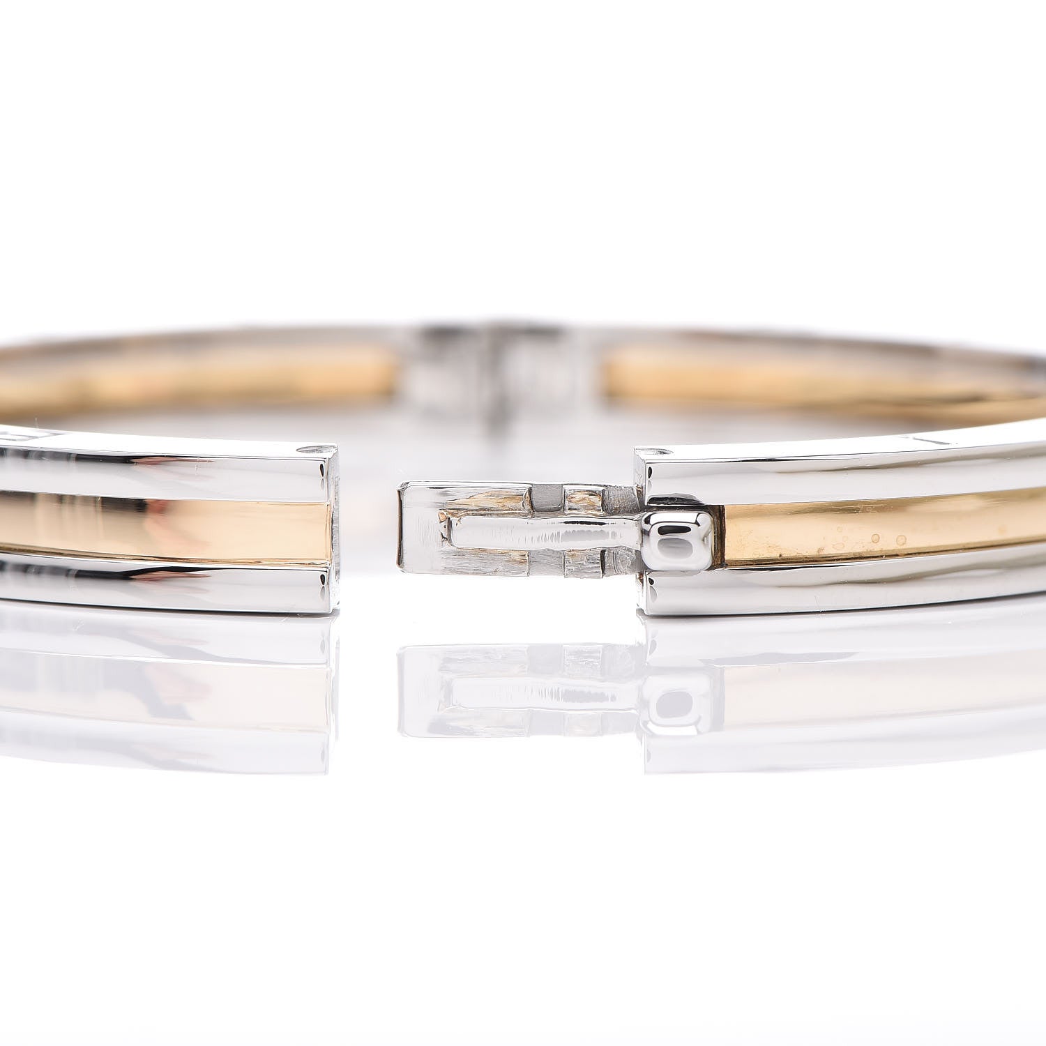 Bulgari 18K Yellow Gold Stainless Steel B.Zero1 Bangle Bracelet 6 of 8
