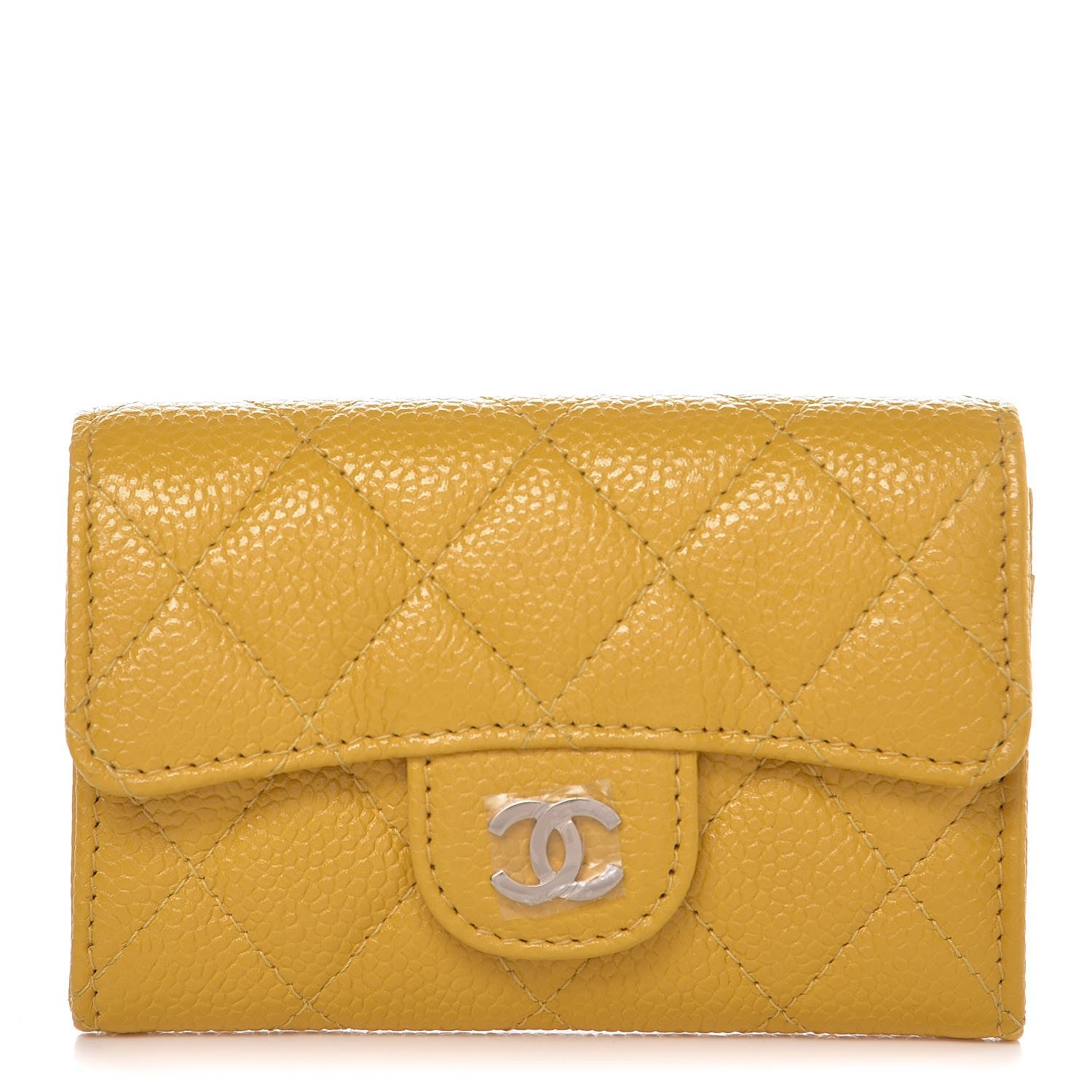 Chanel Caviar Quilted Flap Card Holder Yellow 1 of 9