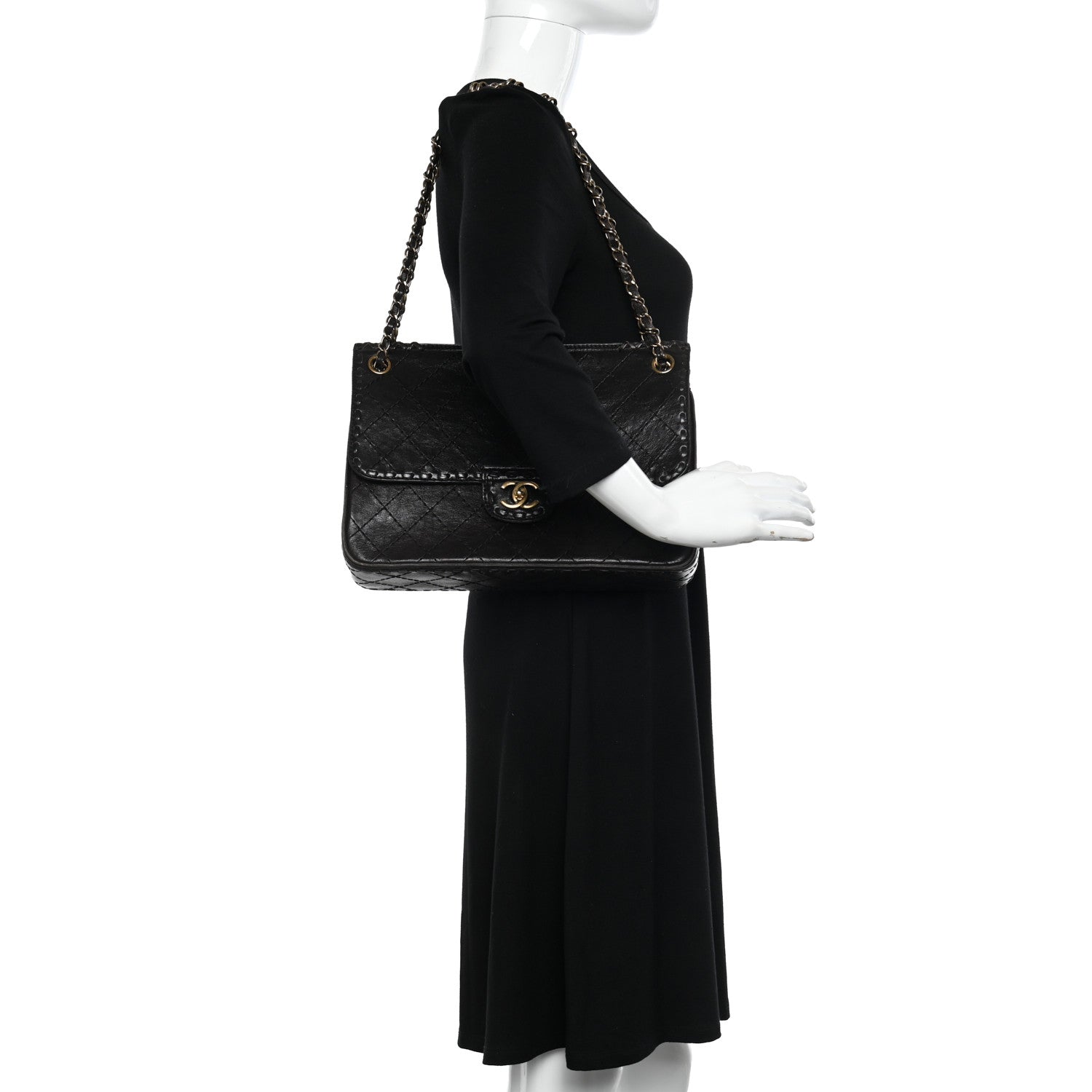 Chanel Calfskin Stitched Large Vintage Flap Dark Brown 2 of 13