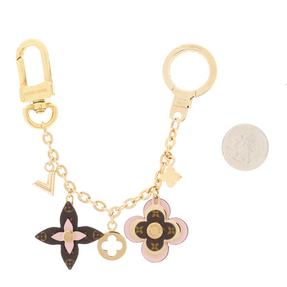 Louis Vuitton Brass Monogram Blooming Flowers Bag Charm Key Holder Rose Ballerine 2 of 5
