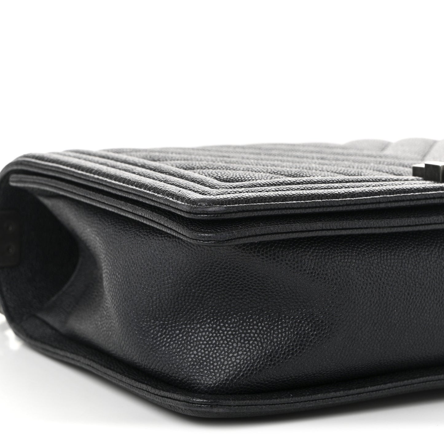 Caviar Chevron Quilted New Medium Boy Flap Dark Navy Blue
