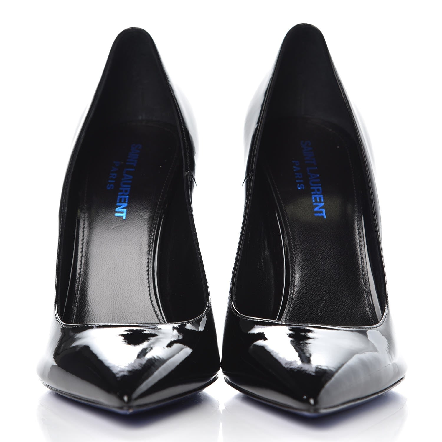 Saint Laurent Patent Opyum 100 Pumps 38 Black Blue Metal 2 of 10