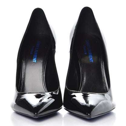 Saint Laurent Patent Opyum 100 Pumps 38 Black Blue Metal 2 of 10