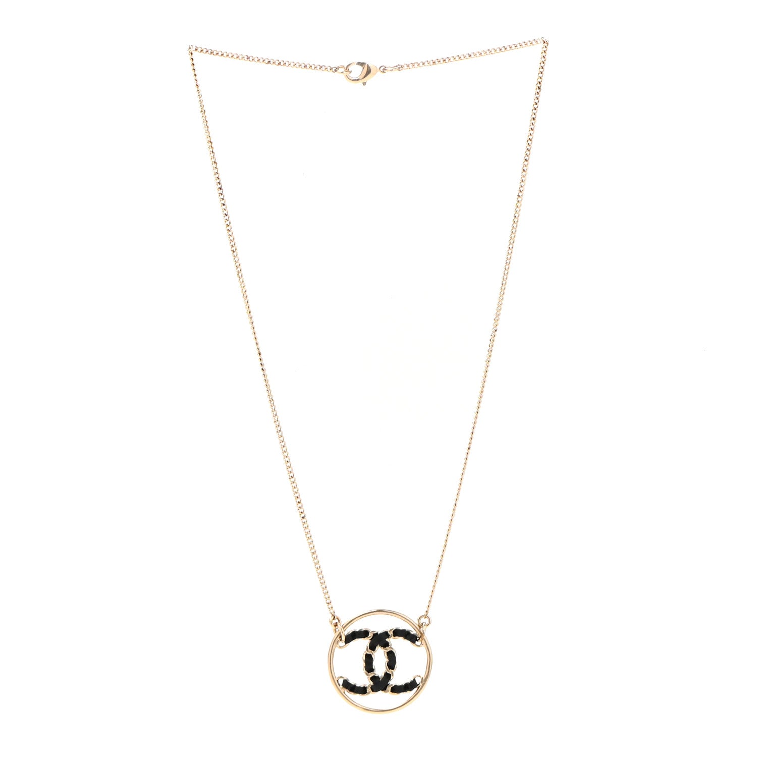 Chanel Lambskin CC Round Pendant Necklace Gold 3 of 7