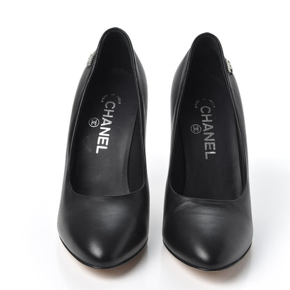 Chanel Lambskin CC Pumps 37.5 Black 2 of 12