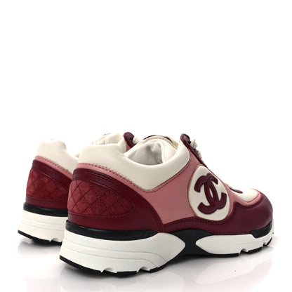 Chanel Calfskin CC Sneakers 36.5 Light Burgundy White Pink 4 of 9