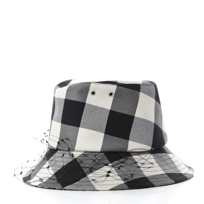 Christian Dior Cotton Large Brim Bucket Hat with Veil 56 Black White 4 of 9