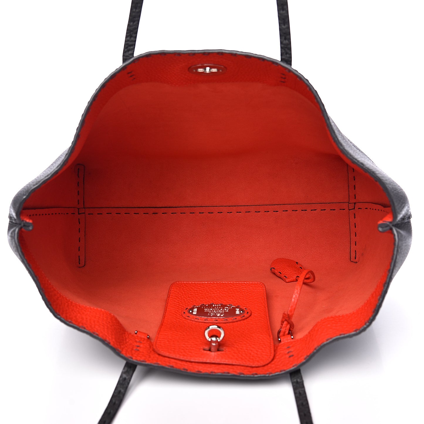 Cuoio Romano Selleria Bi-Color Large Carla Shopping Tote Asfalto Papavero