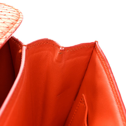 Celine Snakeskin Medium Classic Box Flap Orange 10 of 17