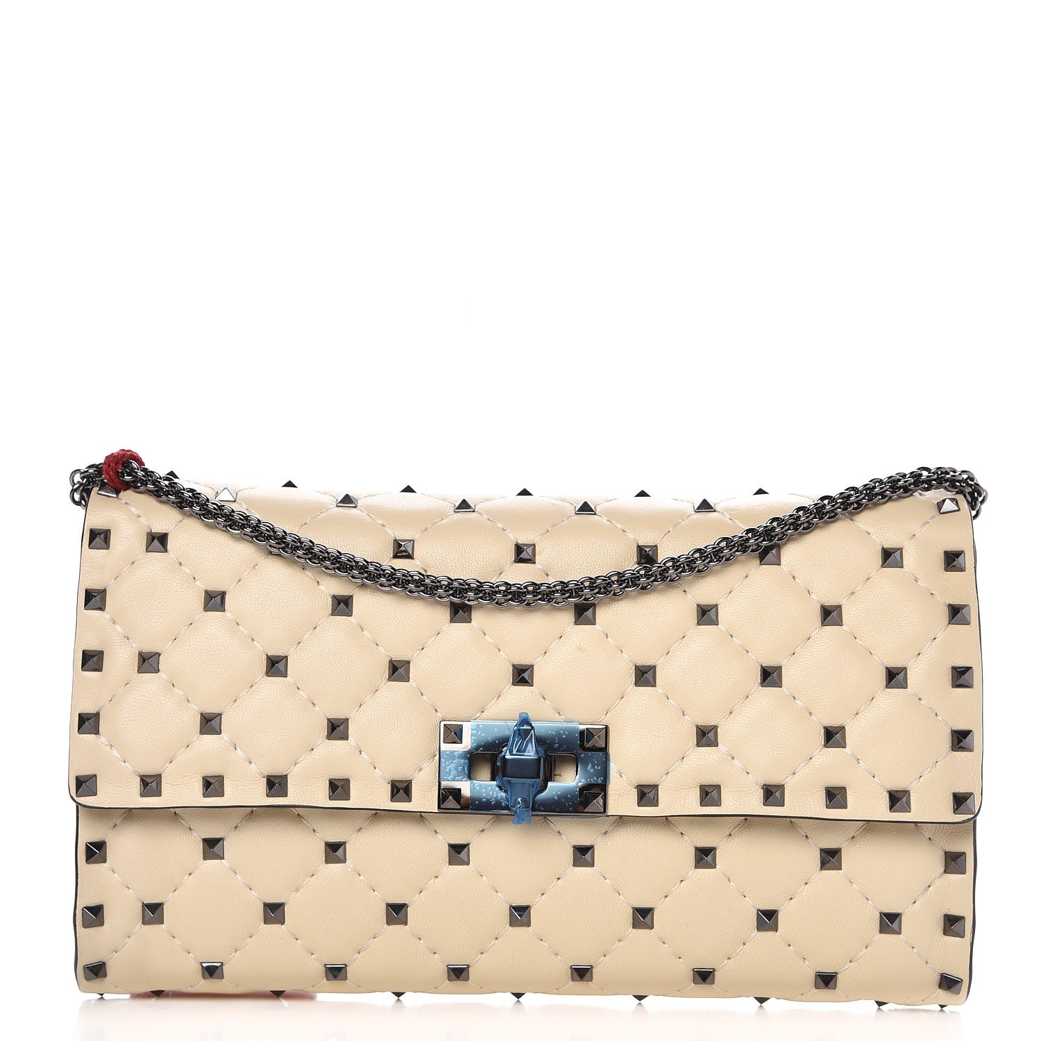 Valentino Garavani Lambskin Rockstud Spike Wallet on Chain White 1 of 6