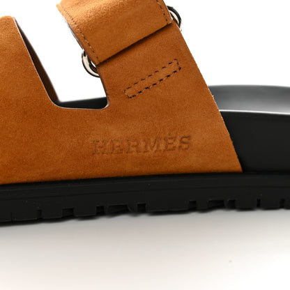 Hermes Suede Goatskin Womens Chypre Sandals 38 Naturel 7 of 9