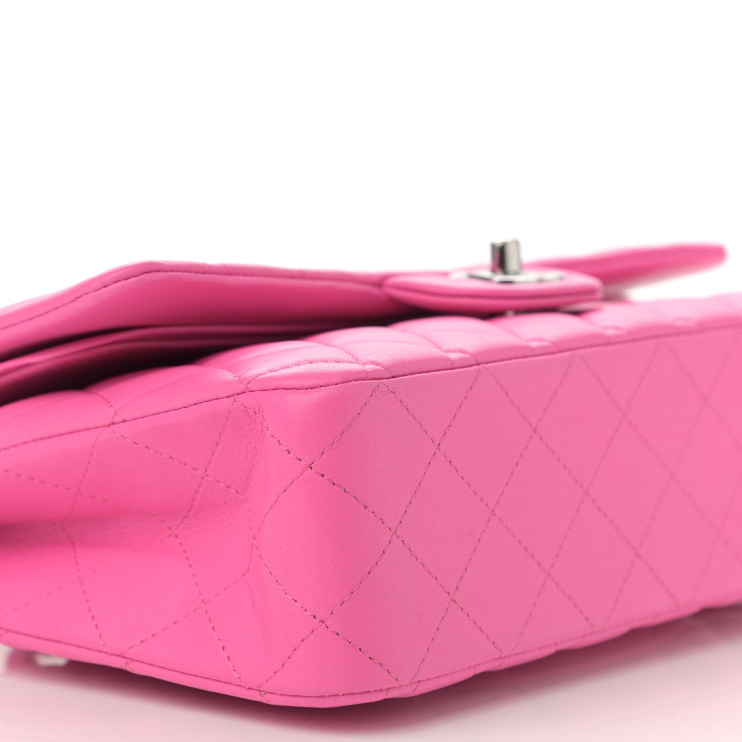 Lambskin Quilted Medium Double Flap Neon Pink