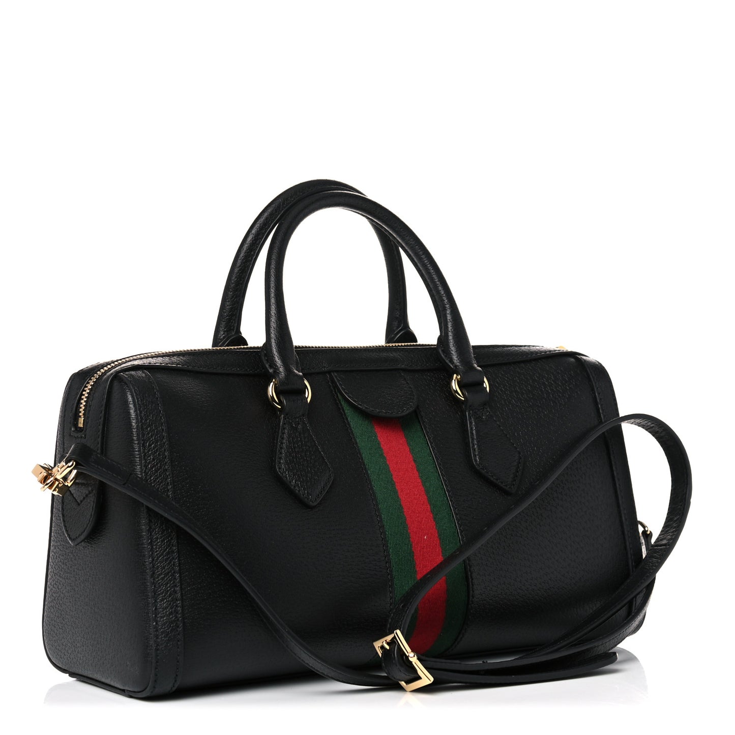 Textured Dollar Calfskin Web Medium Ophidia Boston Black