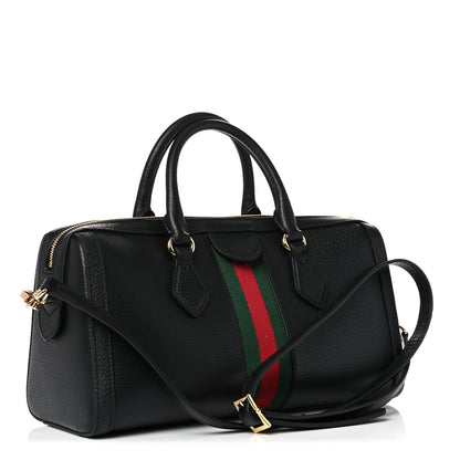 Gucci Textured Dollar Calfskin Web Medium Ophidia Boston Black 3 of 16
