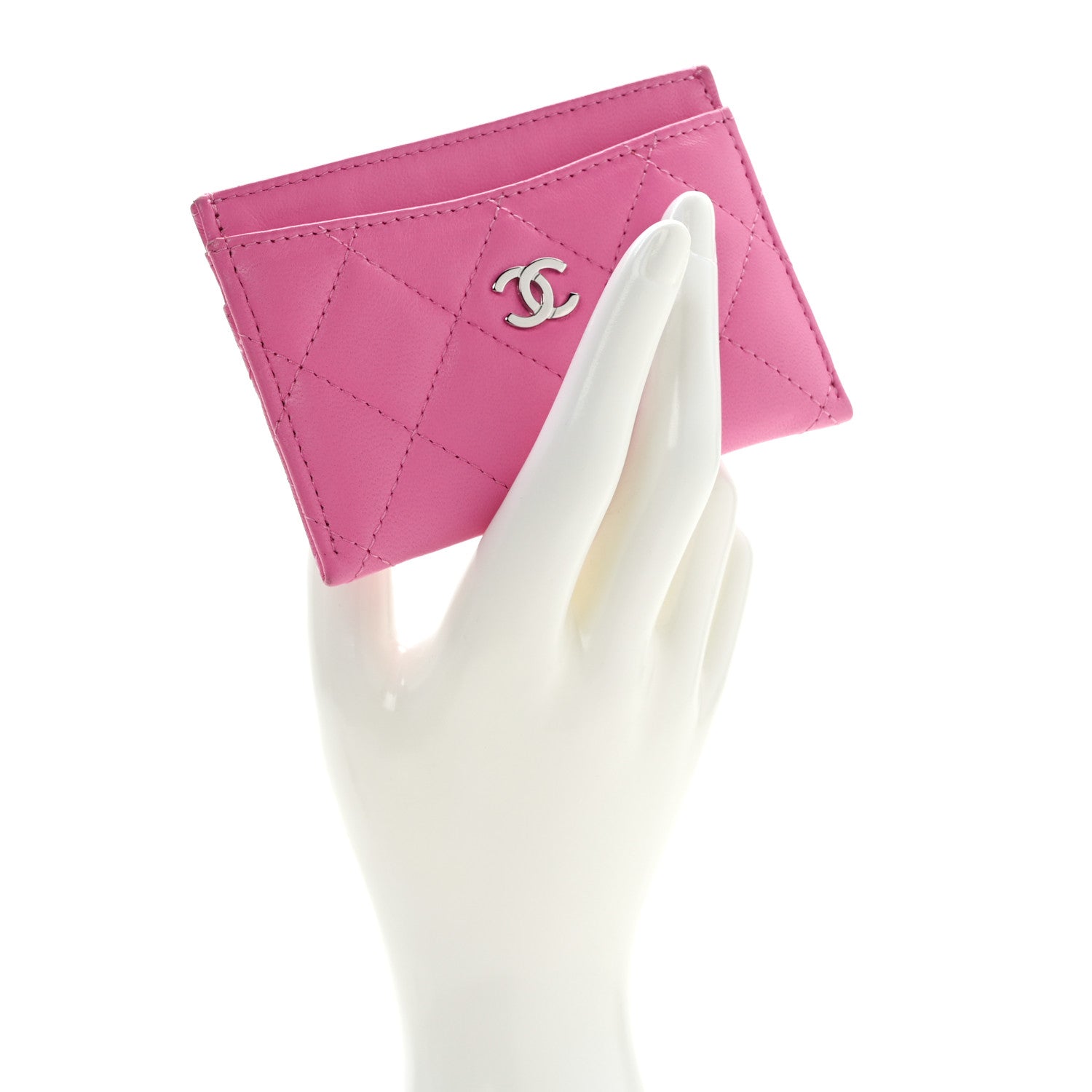 Chanel Lambskin Quilted Card Holder Pink 2 of 9