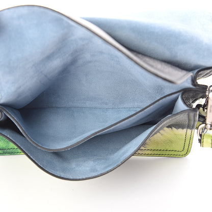 Prada Glace Calf Tie-Dye Print Etiquette Flap Black Lime 5 of 10