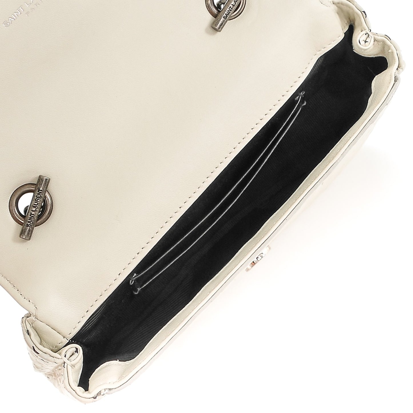 Python Calfskin Embossed Monogram Classic Baby Chain Bag White