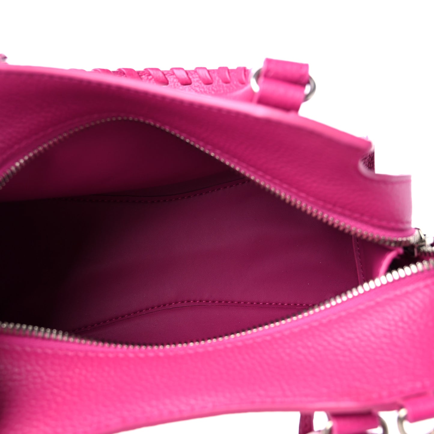 Grained Calfskin Neo Classic Silver Hardware Mini City Fuchsia