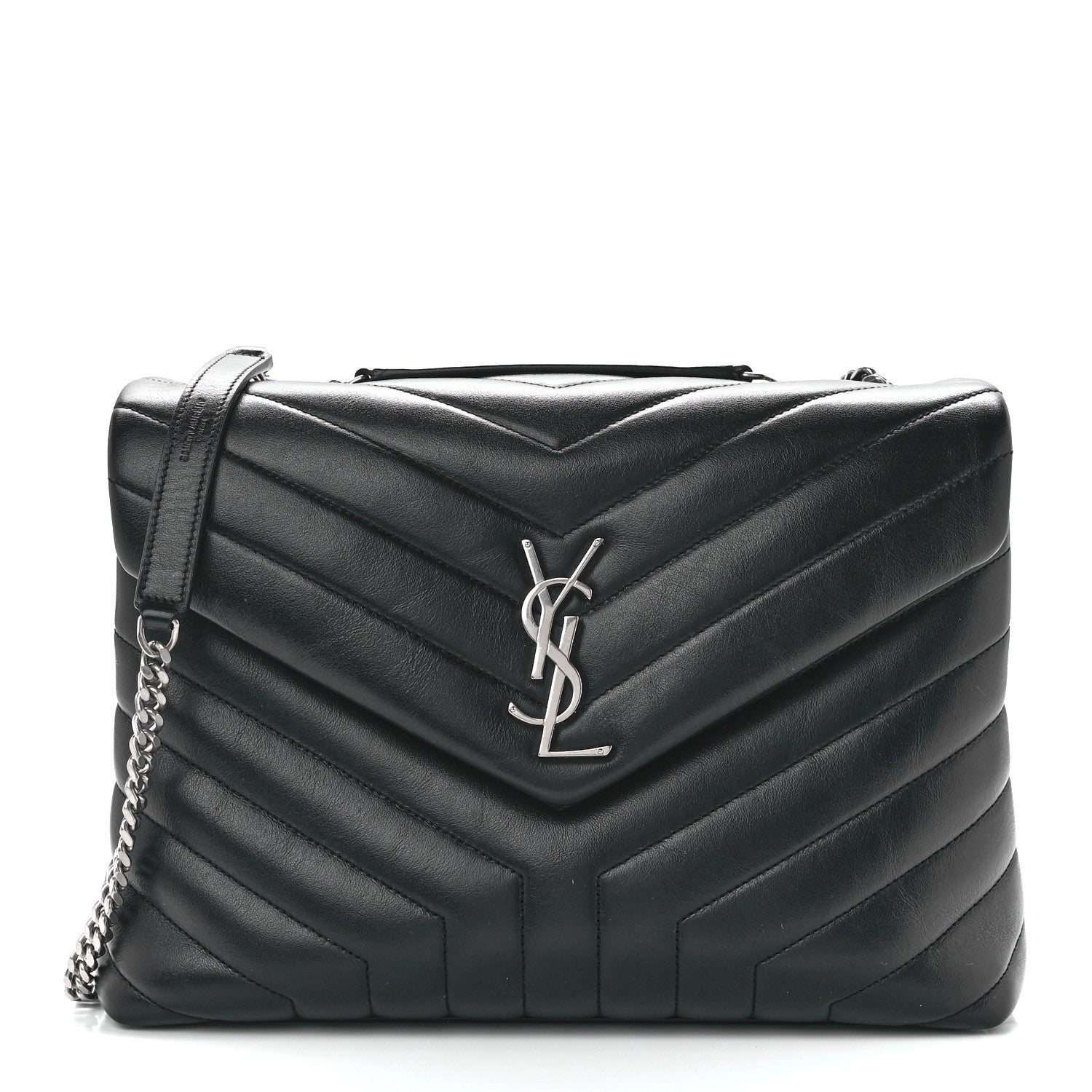 Saint Laurent Calfskin Y Quilted Monogram Medium Loulou Chain Satchel Black 1 of 13