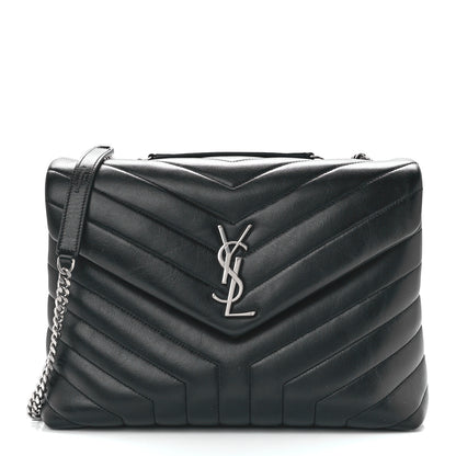 Saint Laurent Calfskin Y Quilted Monogram Medium Loulou Chain Satchel Black 1 of 13