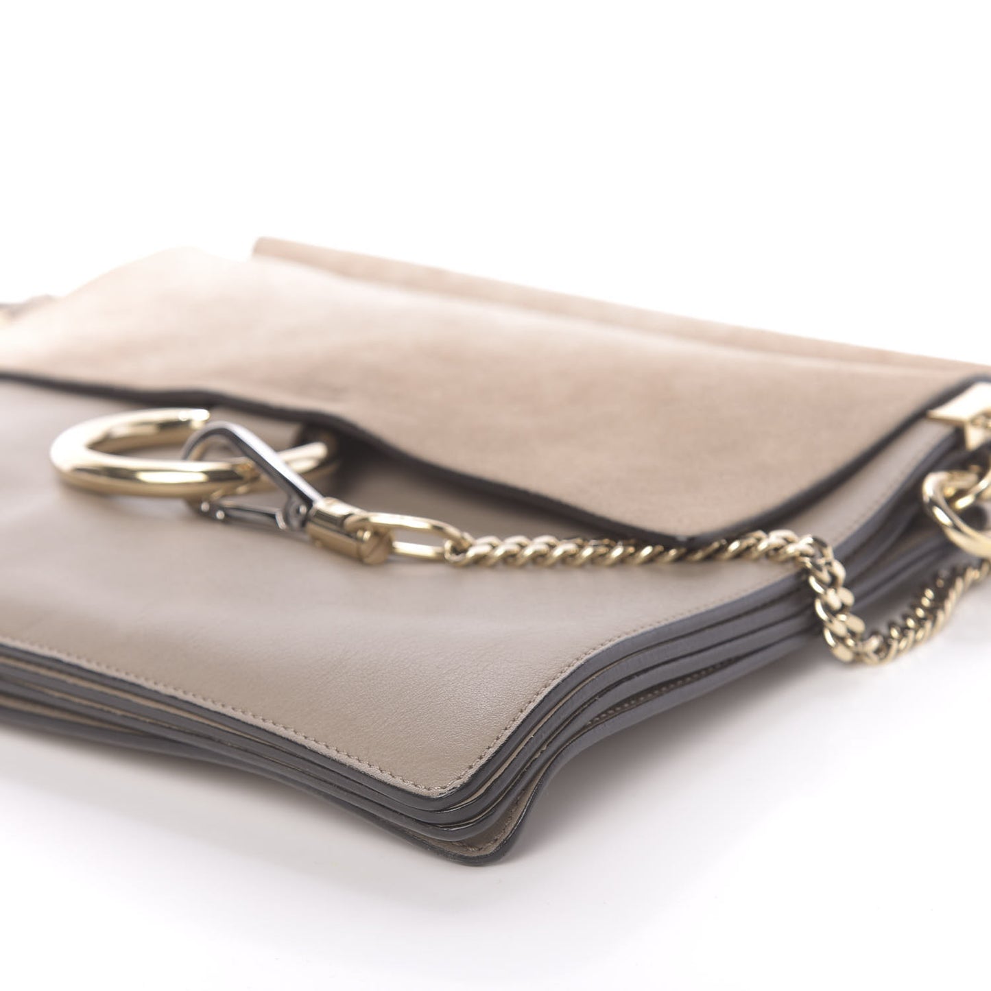 Calfskin Suede Medium Faye Shoulder Bag Motty Grey