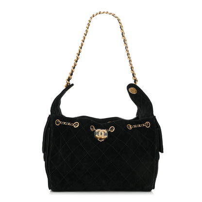 Chanel Suede Quilted Small Chanel 25 Handbag Black 1 of 11