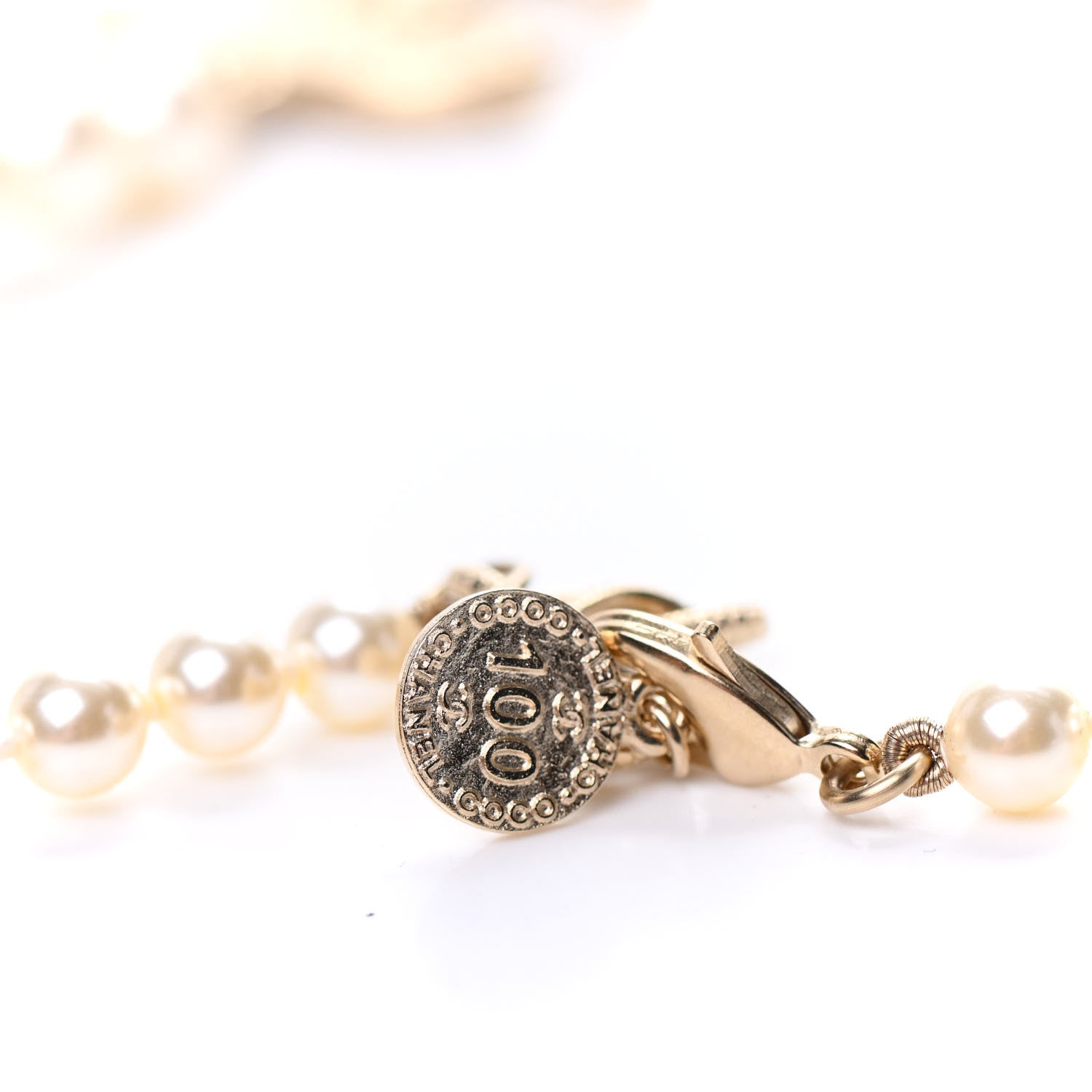 Chanel Pearl CC 100th Anniversary Necklace Light Gold 6 of 7