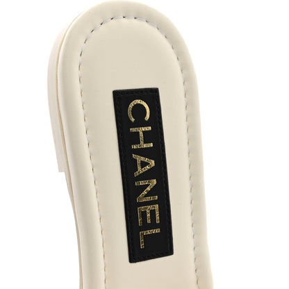Chanel Pearl Crystal CC Mules Sandals 37.5 Ivory 7 of 8