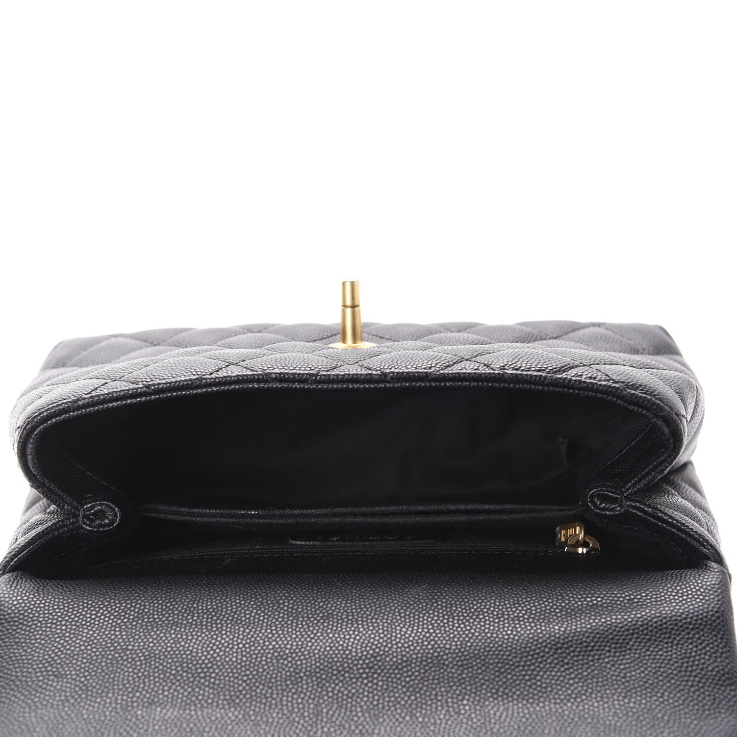 Caviar Lizard Embossed Quilted Mini Coco Handle Flap Black
