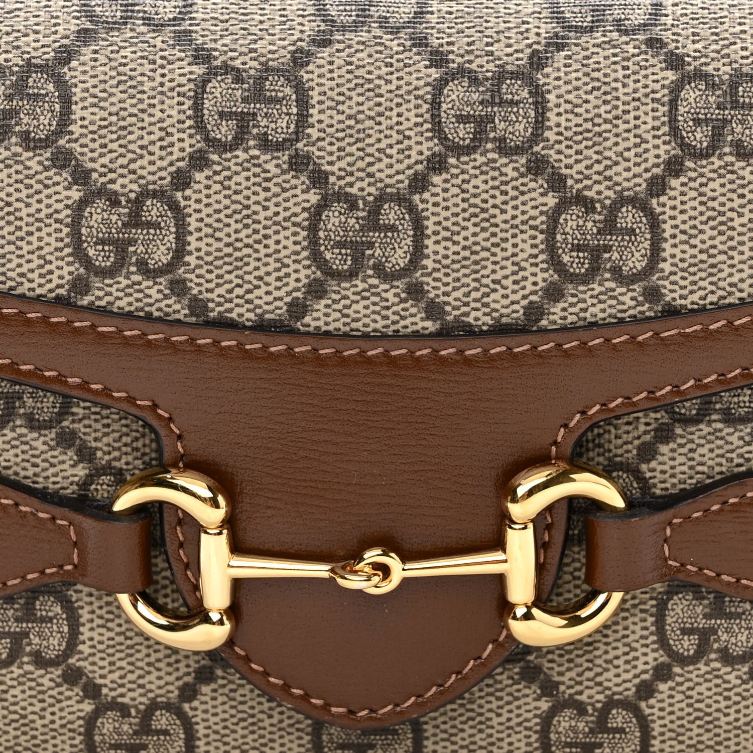 Gucci GG Supreme Monogram Mini Horsebit 1955 Shoulder Bag Beige Brown Sugar 8 of 10