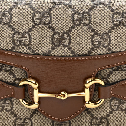 Gucci GG Supreme Monogram Mini Horsebit 1955 Shoulder Bag Beige Brown Sugar 8 of 10